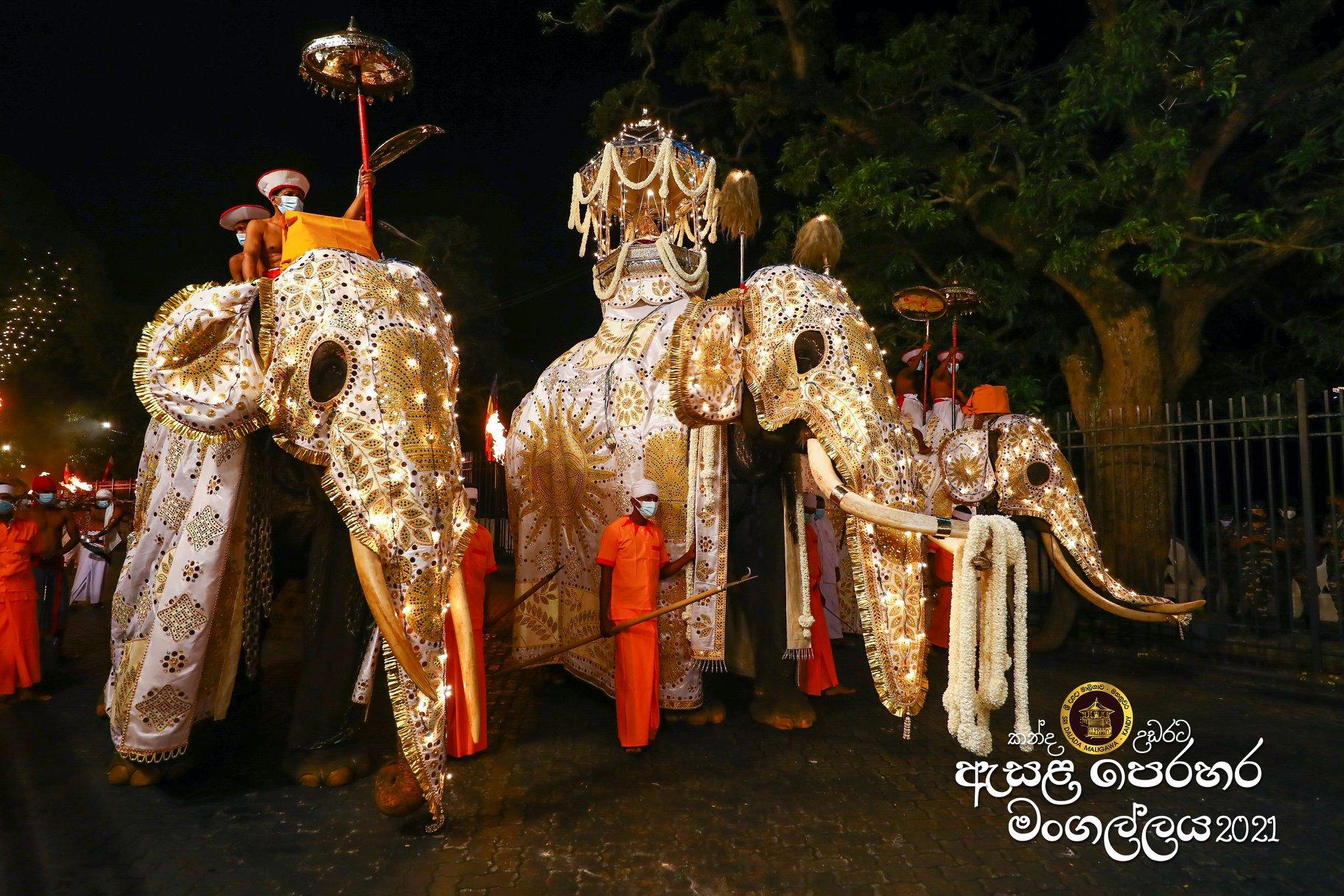 The first Kumbal Procession of the Kandy Esala Perahera Festival 2021